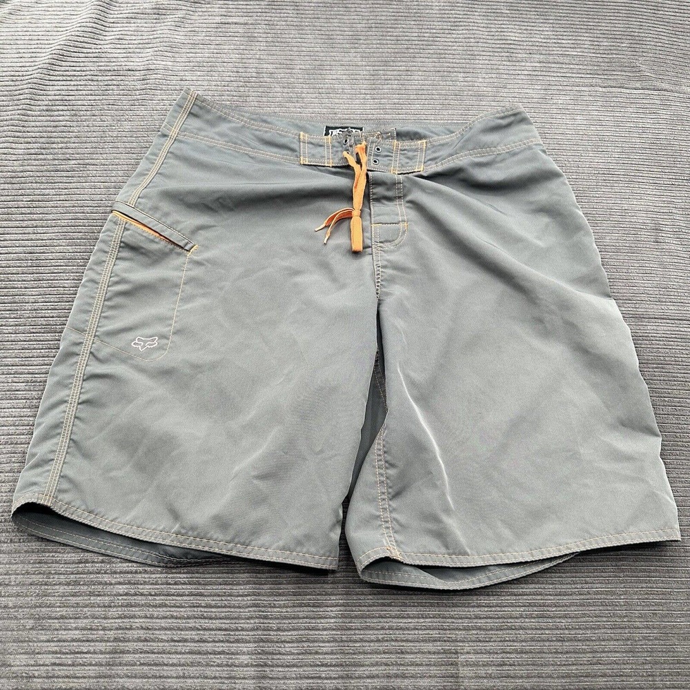 Fox Board Shorts Men 36‎ Gray Orange Polyester Beach Outdoors Casual Swimming.
